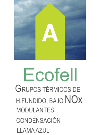Caldera Ecofell clase A, grupos térmicos de hierro fundido con condensación, llama azul y bajas emisiones NOx