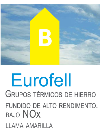 Caldera Eurofell clase B, grupos térmicos de hierro fundido de alto rendimiento con llama amarilla y bajas emisiones NOx